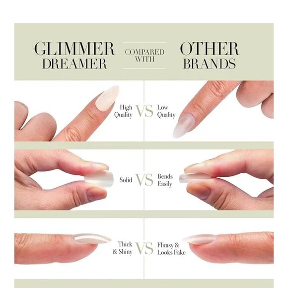 Glimmer Dreamer Press On French Mani Reusable Almond Nails 32 Drewdrop Glaze NWT - Picture 6 of 7